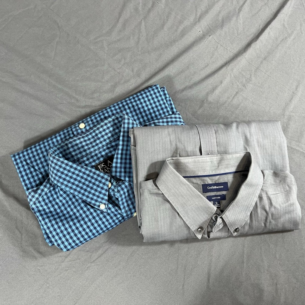 Men's Large Dress Shirt Bundle JOS A Bank & Croft Barrow Short Sleeve